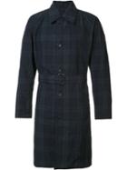 Engineered Garments Checked Trench Coat, Men's, Size: Medium, Blue, Cotton