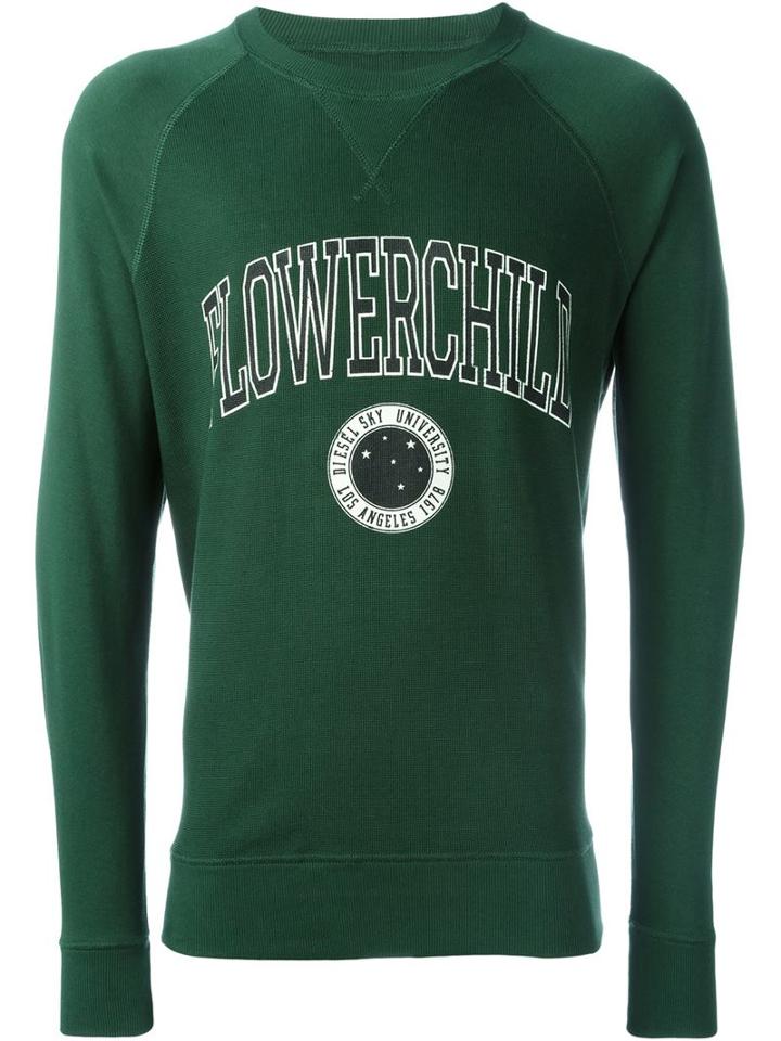 Diesel Flowerchild Print Sweatshirt, Men's, Size: M, Green, Cotton