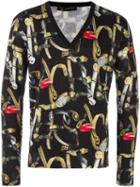 Versace Belt Print V-neck Jumper