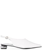 Yuul Yie White Lina 30 Leather Slingback Pumps