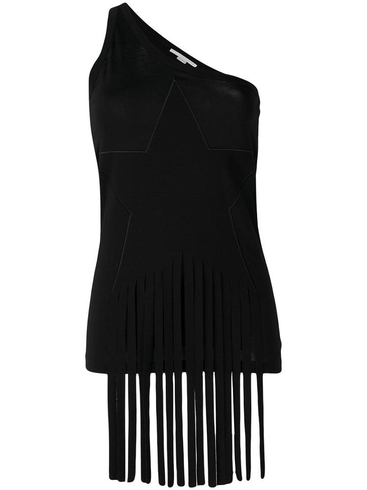 Stella Mccartney - Fringed One Shoulder Top - Women - Cotton/polyamide/spandex/elastane/viscose - 40, Black, Cotton/polyamide/spandex/elastane/viscose