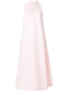Thom Browne Gathered Back Polo Collar Tank Dress In Seersucker -