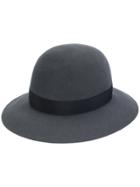 Borsalino Wide Brim Ribbon Detail Hat - Grey