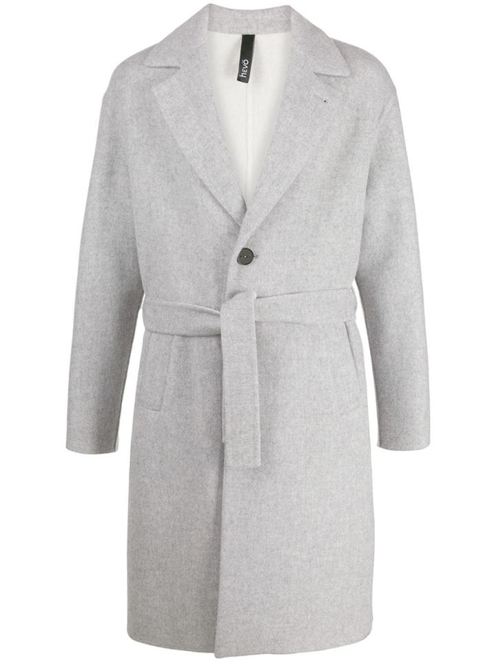 Hevo Single-breasted Belted Coat - Grey