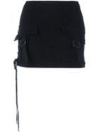 Anthony Vaccarello Lace Up Skirt, Women's, Size: 40, Black, Polyester/polyurethane/cashmere/tencel