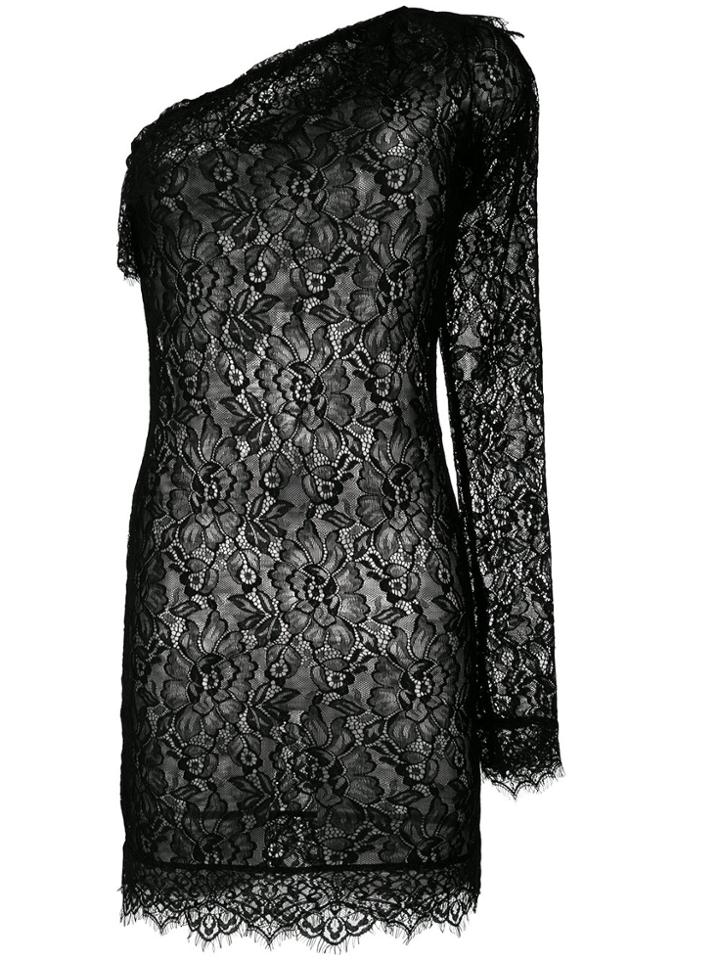 Faith Connexion Lace One Shoulder Mini Dress - Black