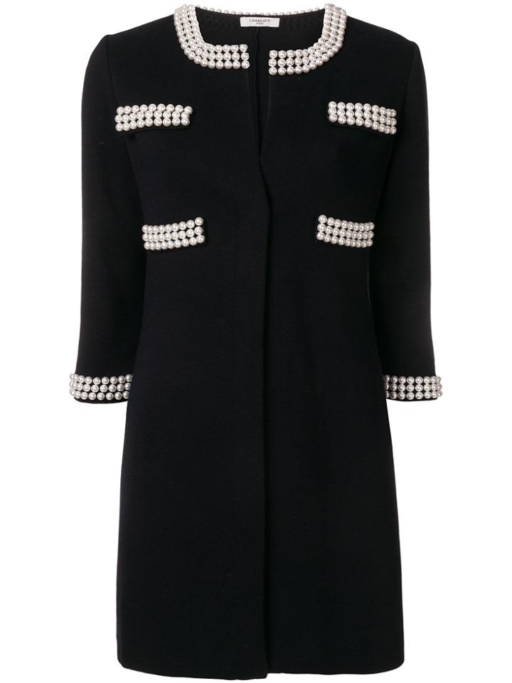 Charlott Pearl Embellished Coat - Blue