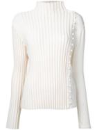Donnah Mabel Ribbed Trim Jumper, Women's, Size: 0, White, Acetate/nylon