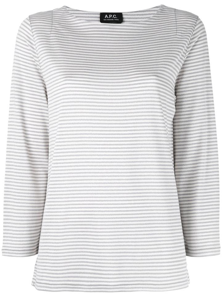 A.p.c. - Breton Stripe Jumper - Women - Spandex/elastane/viscose/metallic Fibre - L, Grey, Spandex/elastane/viscose/metallic Fibre