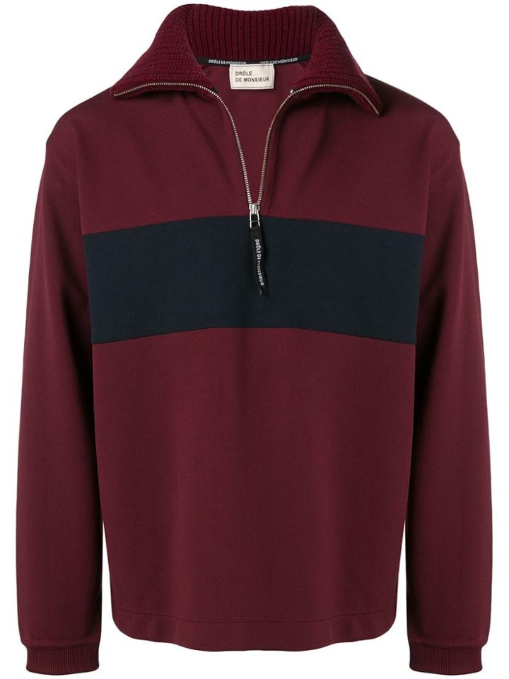 Drôle De Monsieur Zipped Collar Sweater - Purple