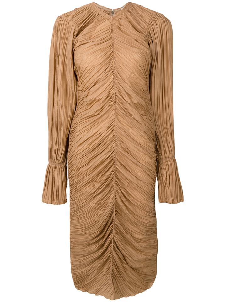 Nina Ricci Gathered Midi Dress - Nude & Neutrals