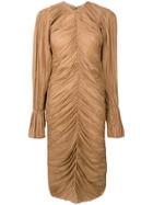 Nina Ricci Gathered Midi Dress - Nude & Neutrals