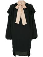 No21 Pussy-bow Ruffled Dress - Black