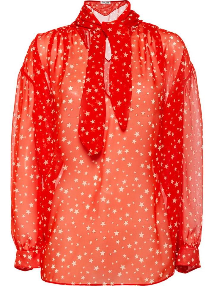 Miu Miu Printed Georgette Top - Red