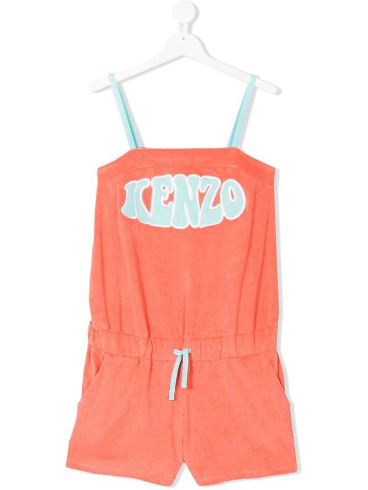 Kenzo Kids Teen Logo Embroidered Towelling Playsuit - Yellow