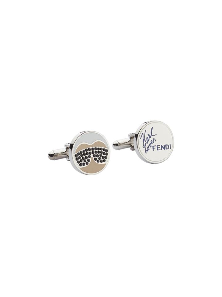Fendi Karlito Engraved Cufflinks - Metallic