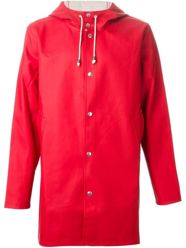 Stutterheim 'stockholm' Raincoat, Men's, Size: Small, Red, Cotton/polyester/pvc