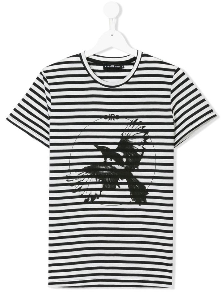 John Richmond Kids Striped Eagle Print T-shirt - Black