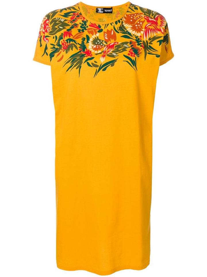 Kansai Yamamoto Pre-owned Flower Design T-shirt Dress - Orange