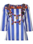 Figue - Serafina Striped Blouse - Women - Cotton - S, Blue, Cotton