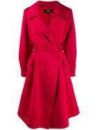 Paule Ka Belted Satin Trench Coat - Red