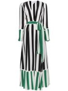 We Are Leone Black And Green Striped Silk Jacket - White