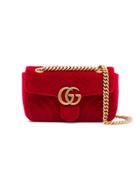 Gucci Gg Marmont Mini Velvet Bag - Red