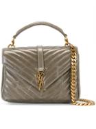 Saint Laurent Classic Medium Monogram Collège Satchel, Women's, Grey, Calf Leather