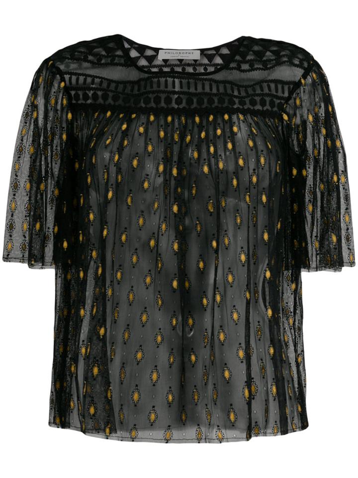 Philosophy Di Lorenzo Serafini Gold Embroidered Top - Black