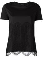 Les Copains Lace Panel T-shirt, Women's, Size: 50, Black, Cotton