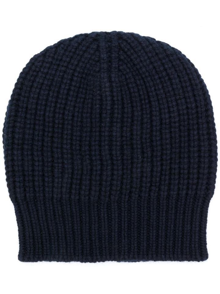 Ma'ry'ya Ribbed Knit Beanie Hat - Blue