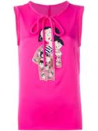 Dolce & Gabbana Family Patch Tank Top, Women's, Size: 40, Pink/purple, Spandex/elastane/silk/polyester/acetate