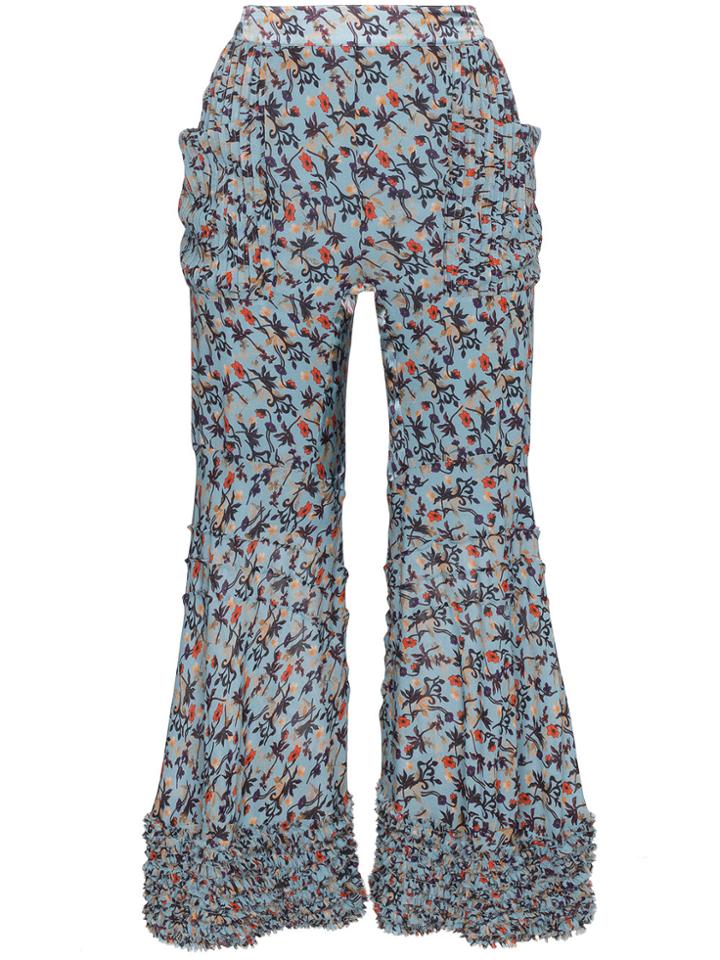 Chloé Bootcut Floral Print Trousers - Blue