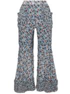 Chloé Bootcut Floral Print Trousers - Blue