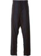 Uma Wang Striped Drop Crotch Trousers, Men's, Size: L, Blue, Cupro