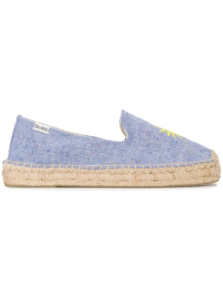 Soludos Sunshine Embroidered Espadrilles - Blue