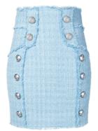 Balmain Tweed High Waist Skirt - Blue