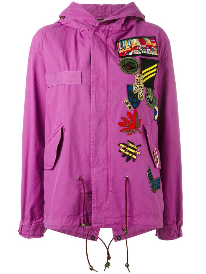 Mr & Mrs Italy - Patched Mini Parka - Women - Cotton/polyamide/polyester/wool - Xs, Women's, Pink/purple, Cotton/polyamide/polyester/wool