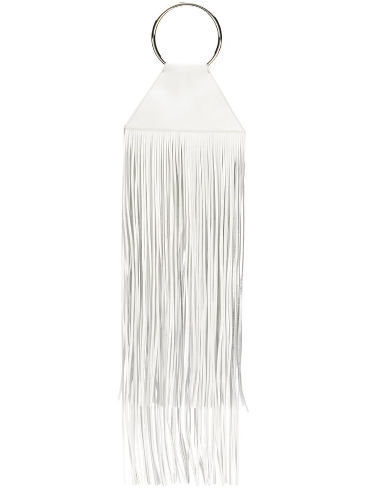 Kara Fringe Pouch - White