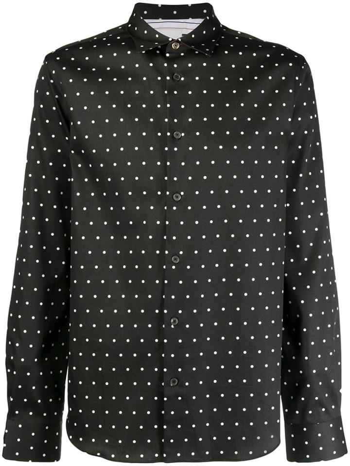 Paul Smith Polka Dot Print Slim Fit Shirt - Black