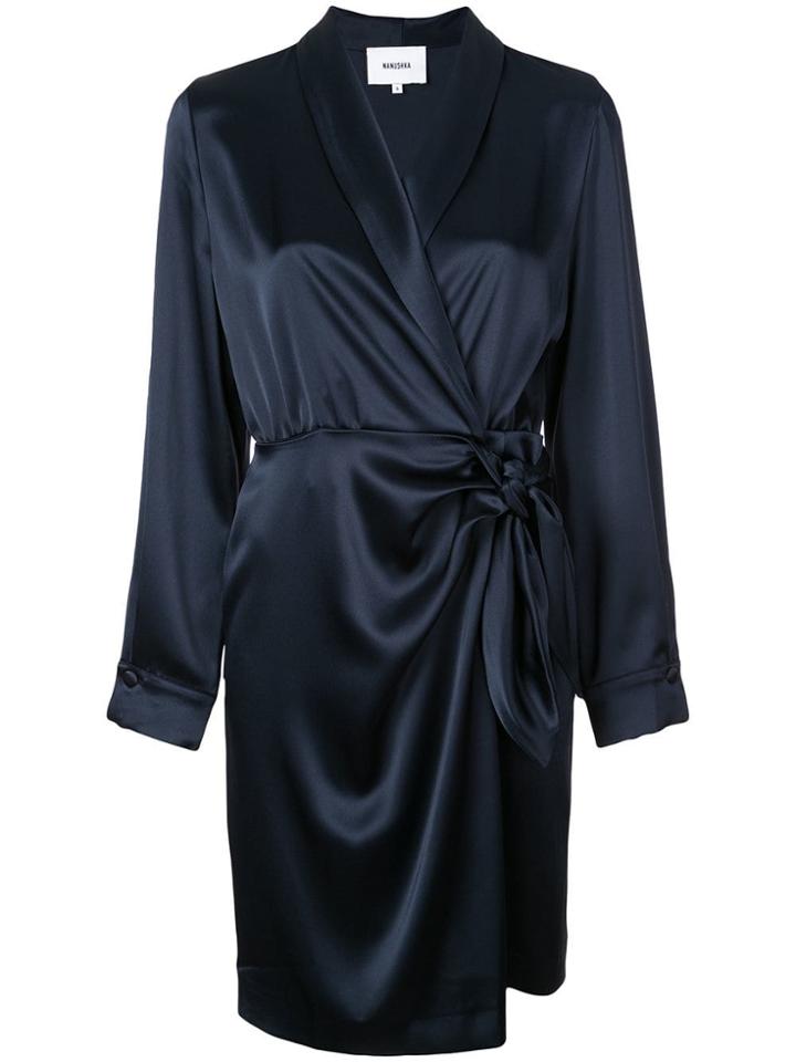 Nanushka Wrap Slip Dress - Blue