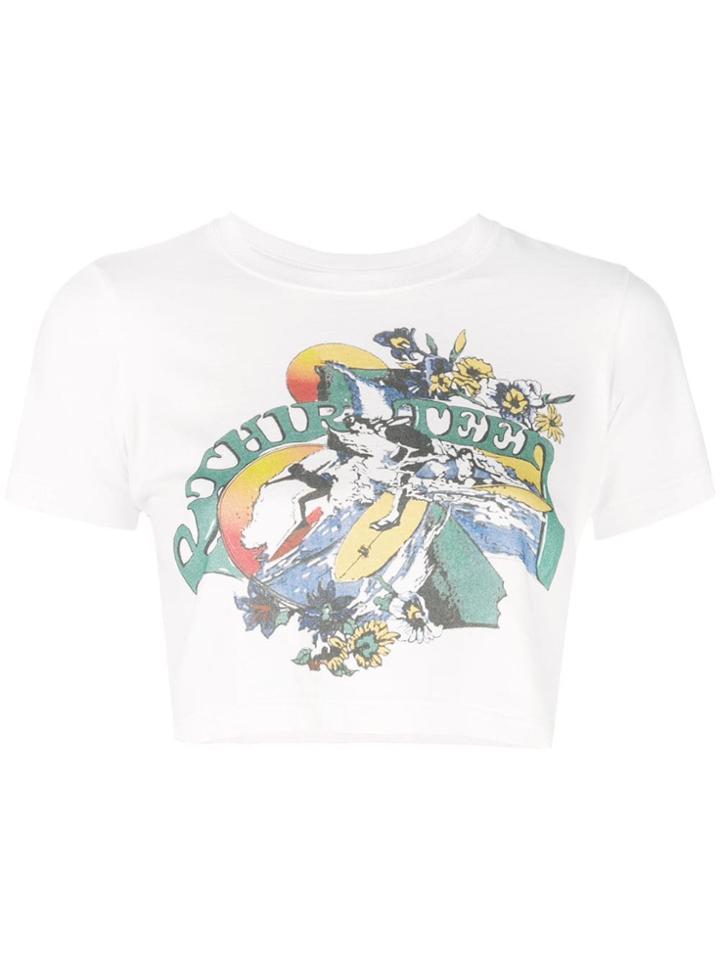 R13 Cropped Graphic T-shirt - White
