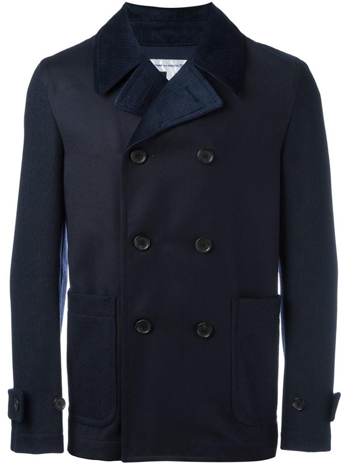 Comme Des Garçons Shirt Double Breasted Jacket, Men's, Size: Large, Blue, Cotton/wool