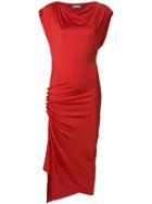 Paco Rabanne Ruched Asymmetric Dress - Red