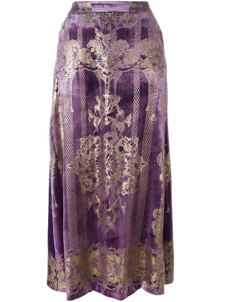 Roberto Cavalli Baroque Style Long Skirt, Women's, Size: 40, Pink/purple, Viscose/silk/cotton