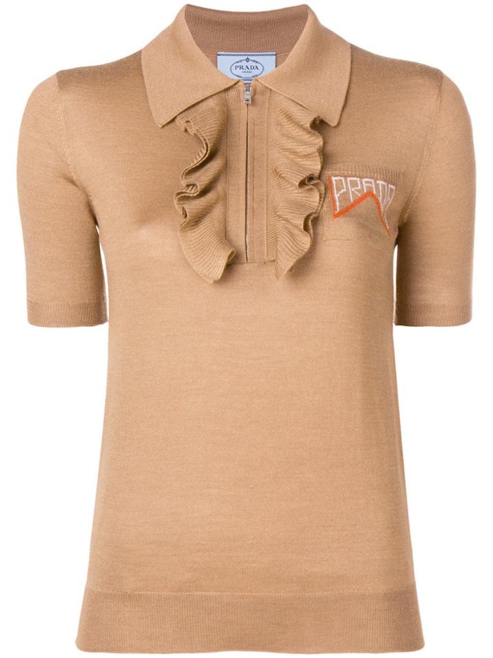 Prada Ruffled Polo Top - Neutrals