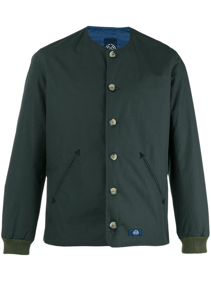 Bleu De Paname Buttoned Bomber Jacket, Men's, Size: Small, Green, Cotton/polyester