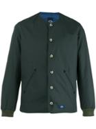 Bleu De Paname Buttoned Bomber Jacket, Men's, Size: Small, Green, Cotton/polyester