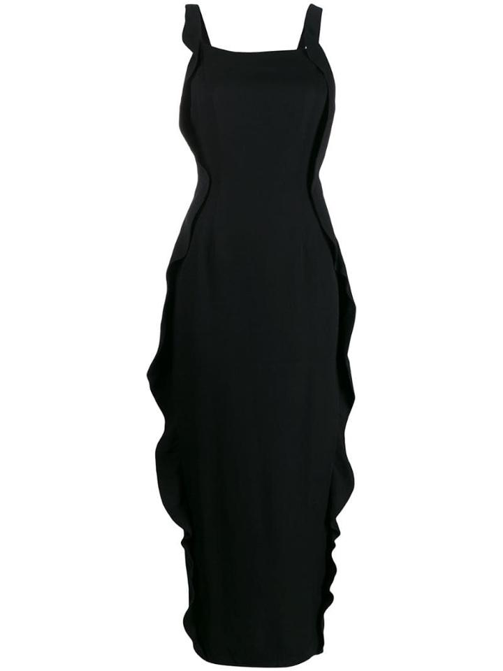 Giorgio Armani Pre-owned Ruffled Details Slim Long Dress - Black