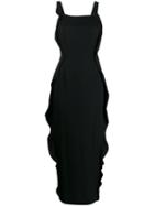 Giorgio Armani Pre-owned Ruffled Details Slim Long Dress - Black